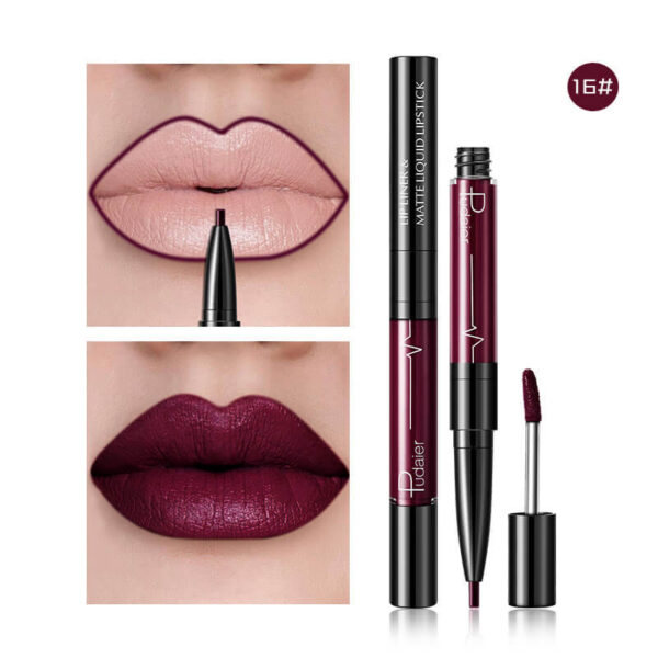 Pudaier Matte Lip Gloss Lip Liner 2 in1 Maquiagem Profissional Completa Agate Red Lip Tint Plumper Tattoo Makeup liquid Lipstick - Image 10