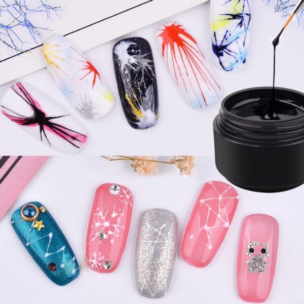 Nail Elastic Drawing Nail Oil Gum Spider Gum Creative Painting Phototherapy Painting Gum DIY Silk Drawing Gum - Image 2