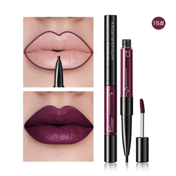 Pudaier Matte Lip Gloss Lip Liner 2 in1 Maquiagem Profissional Completa Agate Red Lip Tint Plumper Tattoo Makeup liquid Lipstick - Image 9