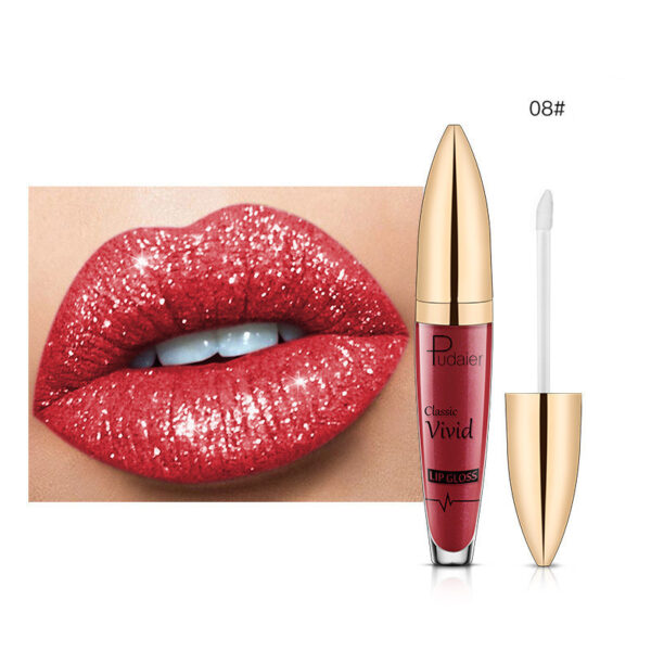 Pudaier Sip Glitter Flip Matte Shimmer Lip Gloss No Stain On Cup Diamond Lipstick - Image 8