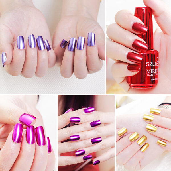 Mirror silver nail polish metal color stainless steel - Image 2