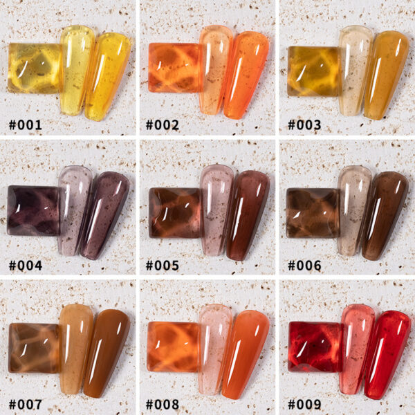 9 Colors Amber Set UV Gel Nail Polish Ice Penetration Soak Off Shining - Image 2