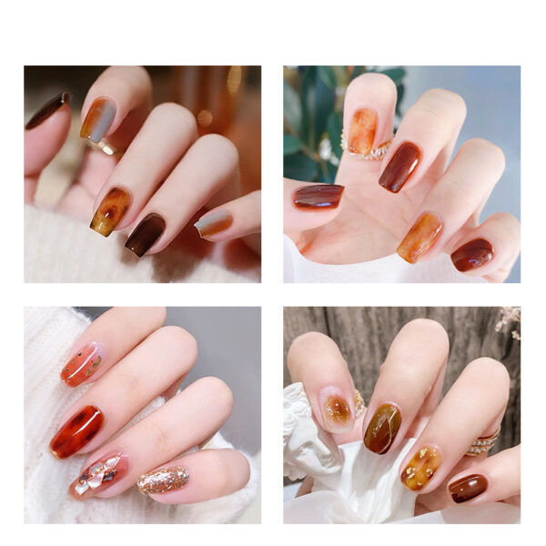 9 Colors Amber Set UV Gel Nail Polish Ice Penetration Soak Off Shining - Image 4