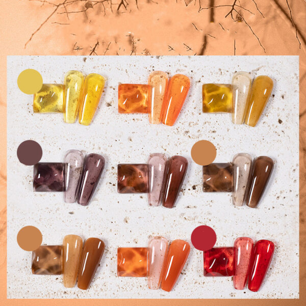 9 Colors Amber Set UV Gel Nail Polish Ice Penetration Soak Off Shining - Image 3