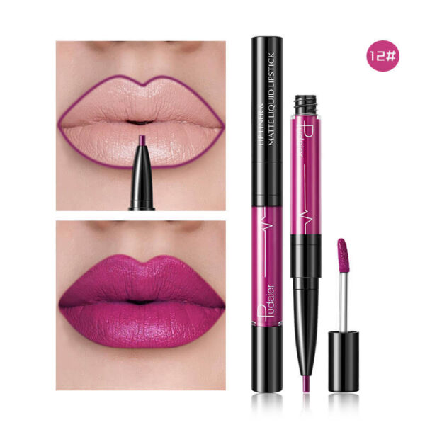 Pudaier Matte Lip Gloss Lip Liner 2 in1 Maquiagem Profissional Completa Agate Red Lip Tint Plumper Tattoo Makeup liquid Lipstick - Image 6
