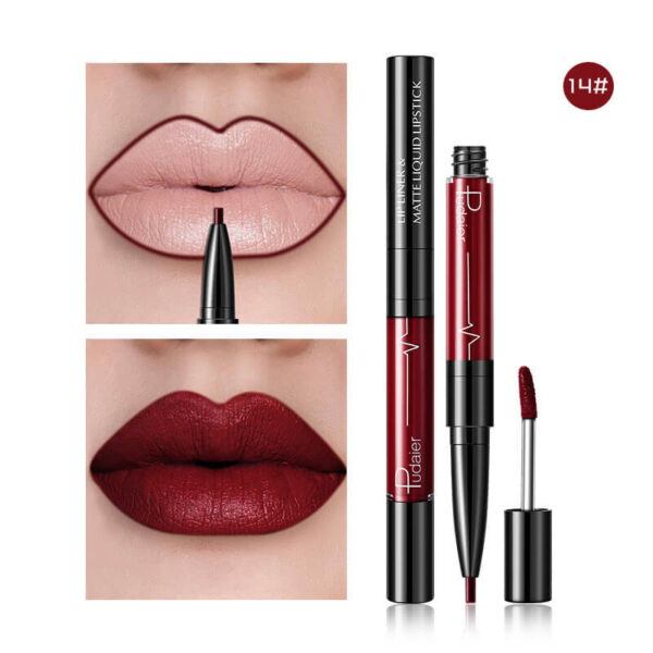 Pudaier Matte Lip Gloss Lip Liner 2 in1 Maquiagem Profissional Completa Agate Red Lip Tint Plumper Tattoo Makeup liquid Lipstick - Image 8