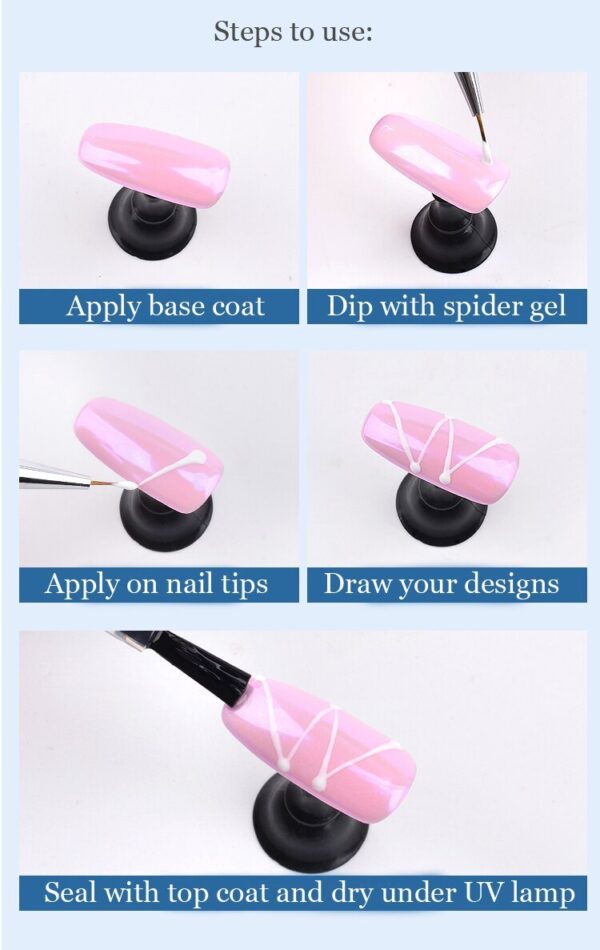 Nail Elastic Drawing Nail Oil Gum Spider Gum Creative Painting Phototherapy Painting Gum DIY Silk Drawing Gum - Image 4