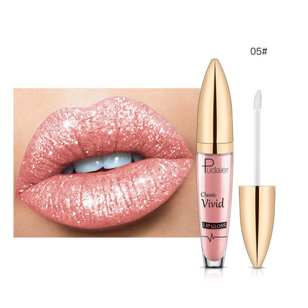 Pudaier Sip Glitter Flip Matte Shimmer Lip Gloss No Stain On Cup Diamond Lipstick - Image 5
