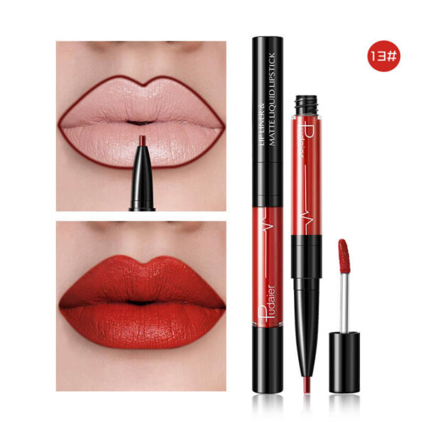 Pudaier Matte Lip Gloss Lip Liner 2 in1 Maquiagem Profissional Completa Agate Red Lip Tint Plumper Tattoo Makeup liquid Lipstick - Image 7