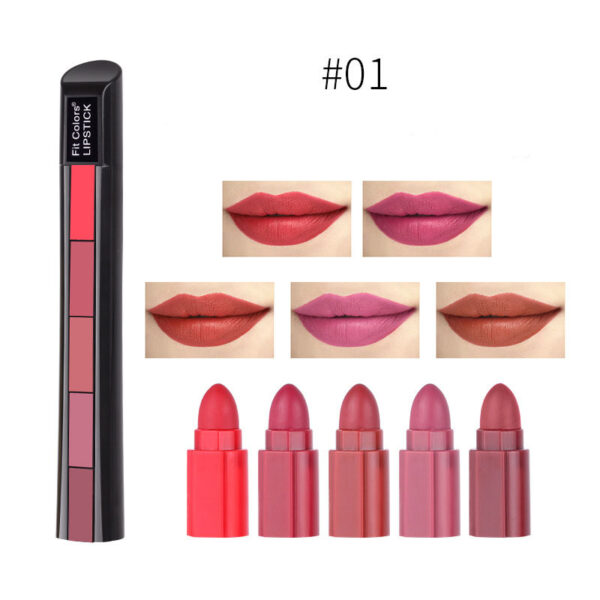 Matte 5-color Lipstick Set Velvet Lip Stick Non-stick Lip Gloss Long Lasting Waterproof Sexy Red Lipstick - Image 5