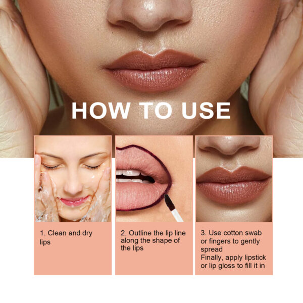Lip Liner Pen Dark Brown Waterproof Long Lasting Plump Soft Lip Gloss Makeup Cosmetics - Image 2