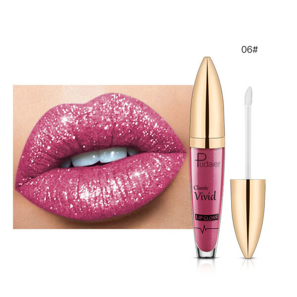 Pudaier Sip Glitter Flip Matte Shimmer Lip Gloss No Stain On Cup Diamond Lipstick - Image 6