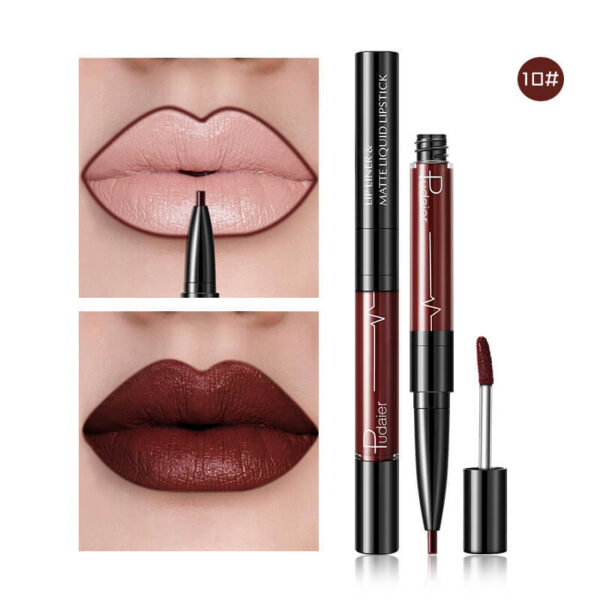 Pudaier Matte Lip Gloss Lip Liner 2 in1 Maquiagem Profissional Completa Agate Red Lip Tint Plumper Tattoo Makeup liquid Lipstick - Image 4