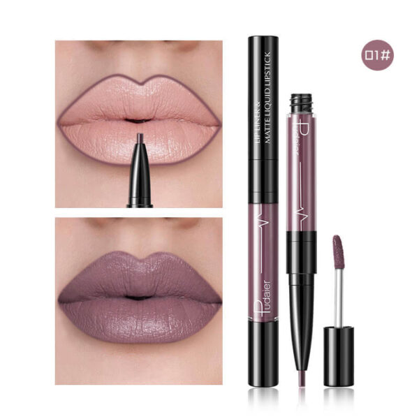 Pudaier Matte Lip Gloss Lip Liner 2 in1 Maquiagem Profissional Completa Agate Red Lip Tint Plumper Tattoo Makeup liquid Lipstick - Image 3