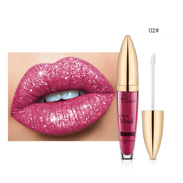 Pudaier Sip Glitter Flip Matte Shimmer Lip Gloss No Stain On Cup Diamond Lipstick - Image 2